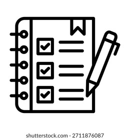 Ilustración vectorial de estilo de línea de icono de lista de tareas pendientes