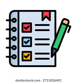 Ilustración vectorial de estilo de color lineal de icono de lista de tareas