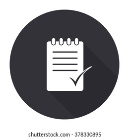 to do list icon with long shadow - vector round button