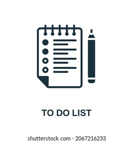 Icono de Lista de tareas pendientes. Signo monocromo de la colección de desarrollo de proyectos. Icono de lista de tareas creativas para diseño web, infografías y más