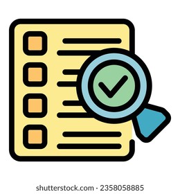 To do list icon outline vector. Point key. Main check color flat