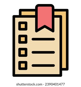 To do list icon outline vector. Online shopping. Write gift color flat