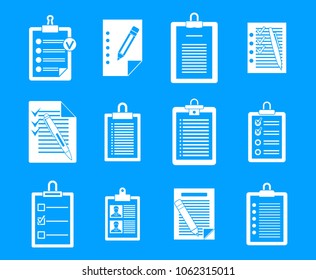 To do list icon set. Simple set of to do list vector icons for web design isolated on blue background