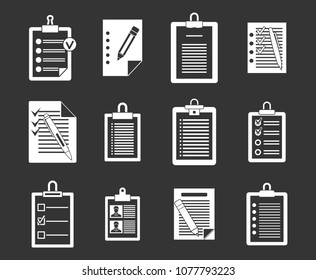 To do list icon set vector white isolated on grey background 