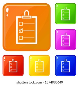 To do list icons set collection vector 6 color isolated on white background