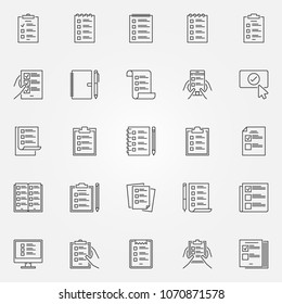 To Do List icons set. Vector collection of check list and tasklist outline symbols or logo elements