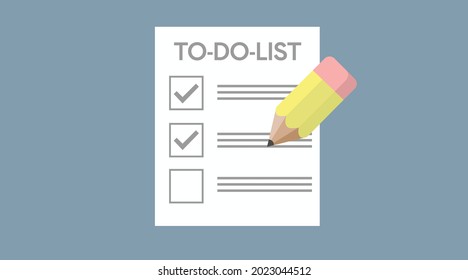 To Do List Illustration. Vector editable flat illustration of a to do list with a pencil
