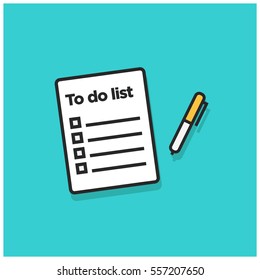 To Do List (Line Art Vector Illustration In Flat Style Design)