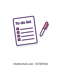 To Do List (Line Art Vector Illustration in Flat Style Design)