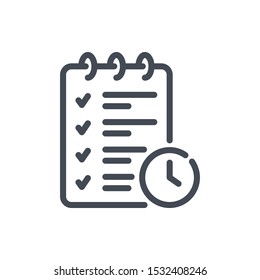 To do list line icon. Timing checklist vector outline sign.