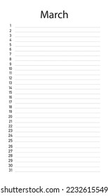 To Do List for March 2023.