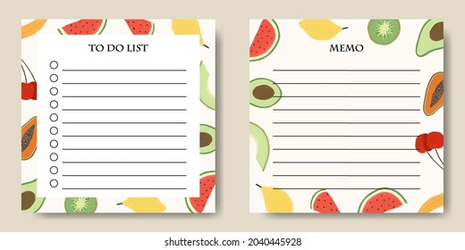 To Do List Memo Template with Fruits Illustration Background