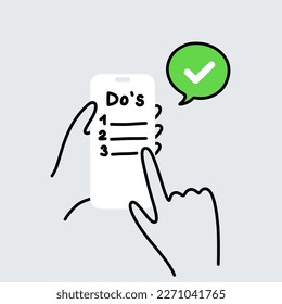 To do list in the mobile app line illustration