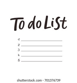 To do List. Modern hand drawn calligraphic title for to do list planner for a day / week. Vector illustration. Clean line styled elements. 