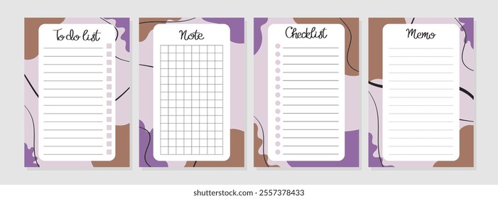 To do list, note, memo, checklist in trendy colors of the year 2025. Mocha Mousse. Template for agenda, planners, checklists, notebooks, cards and other personal organizer. Layout in A4, A5, A6.