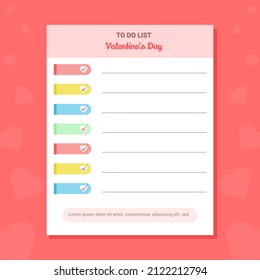 To do list, note, paln concept illustration in Valentine's day.