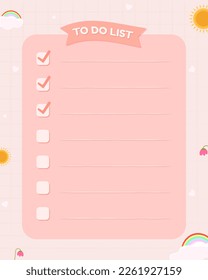 To do list and Note template in cute style.