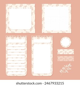 To do list notebook page stickers tape vector set stock illustration. Design elements for notebook, diary, stickers