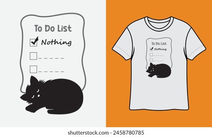 To Do List Nothing Sleeping Cat T Shirt Design With Mockup