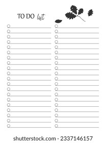 To do list with oak leaves pattern. 