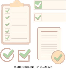 Lista de tareas en el Portapapeles y Lista de comprobación Conjunto de papel Ilustración vectorial