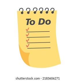 So führen Sie eine Liste auf der Papiernote aus. Schreibtisch-Spiralbuchgerät Planung und Organisation der Arbeit. Doodle-Stil.