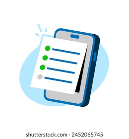 to do list on smartphone, reminder notes mobile app concept illustration flat design. simple modern graphic element for landing page ui, infographic, icon