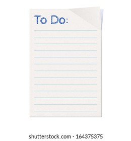 To Do List on textured paper. Notebook sheet.