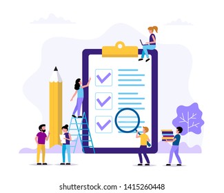 To do list - page with check marks and pencil. Concept illustration for time and project management. Vector illustration template in flat style