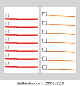 To do list page vector templates with markers doodle elements. Page list notebook, office daily notepad illustration
