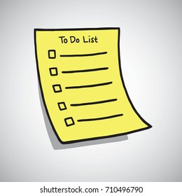 To Do List Paper Checklist. Hand Drawn Doodle. Vector Illustration