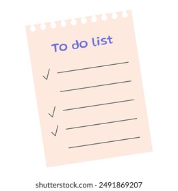 To do list. Paper note template. Vector illustration.