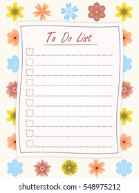 To do list paper on the flower design background - motivational inscription template