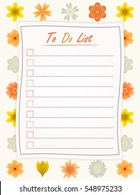 To do list paper on the flower design background - motivational inscription template