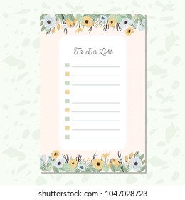 to do list paper with yellow blue florals
