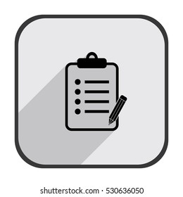 To do list with pencil - black vector icon  with long shadow