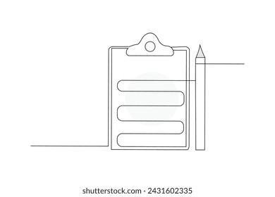 To do list with pencil continuous line art vector. Notepad outline icon.