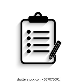 To do list with pencil icon - black vector illustration with  shadow