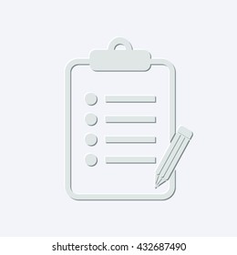 to do list with pencil - light gray vector icon