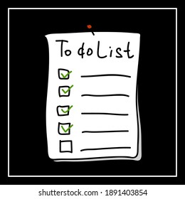 To Do List Plan Reminder on black, a hand drawn vector illustration.