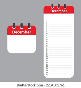 To do list, planner, calendar for December