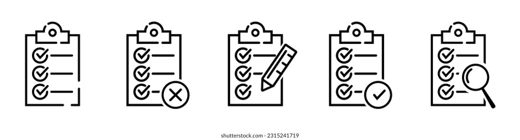 To do list. Planner clipboard. Task lines. Done and undone tasks or chores. Vector set