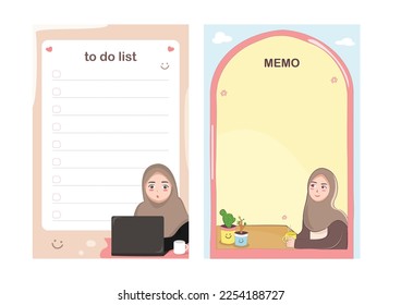 To do list planner and memo with hijab illustration