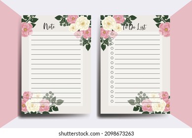To do list Planner template Pink Mini Rose Flower Design