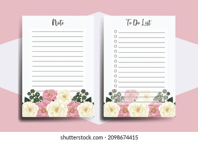 To do list Planner template Pink Mini Rose Flower Design