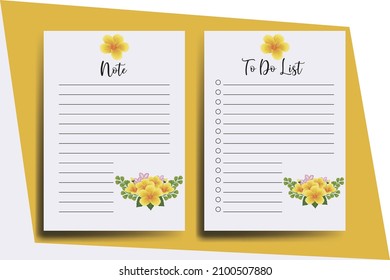 To do list Planner template Yellow Hibiscus Flower Design