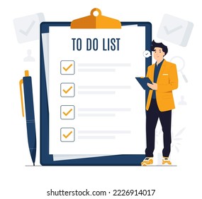 To do list planning checklist on notepad paper daily task or agreement concept illustration