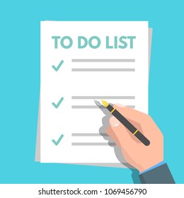 To Do list, Planning concept. Tasks are completed. Vector flat illustration.