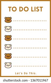 To do list or planning. Cute Twins bear. 
Can be used for bullet journals - Vector