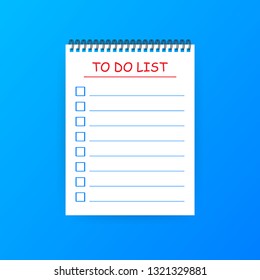 To do list or planning icon concept. Paper sheets with check marks. Vector stock illustration.